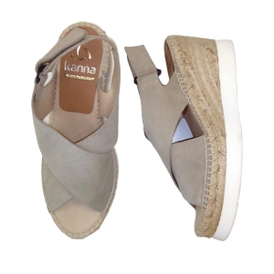 KANNA_ ESPADRILLA  TIRAS CRUZADAS EN SERRAJE TAUPE